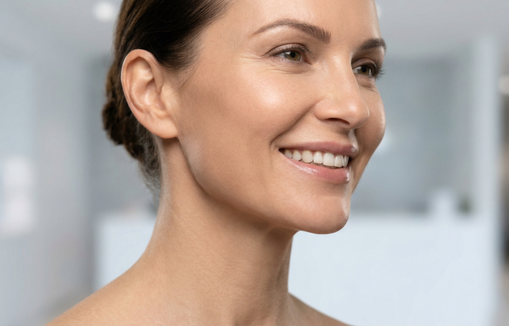 Resultado natural de tensado y definición de óvalo facial con Endolifting en Barcelona.