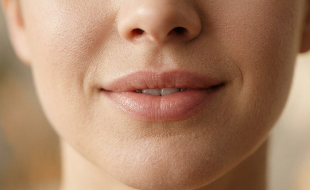 Resultado natural de Lip Lift y reestructuración de labios en Barcelona, mostrando un arco de cupido definido.