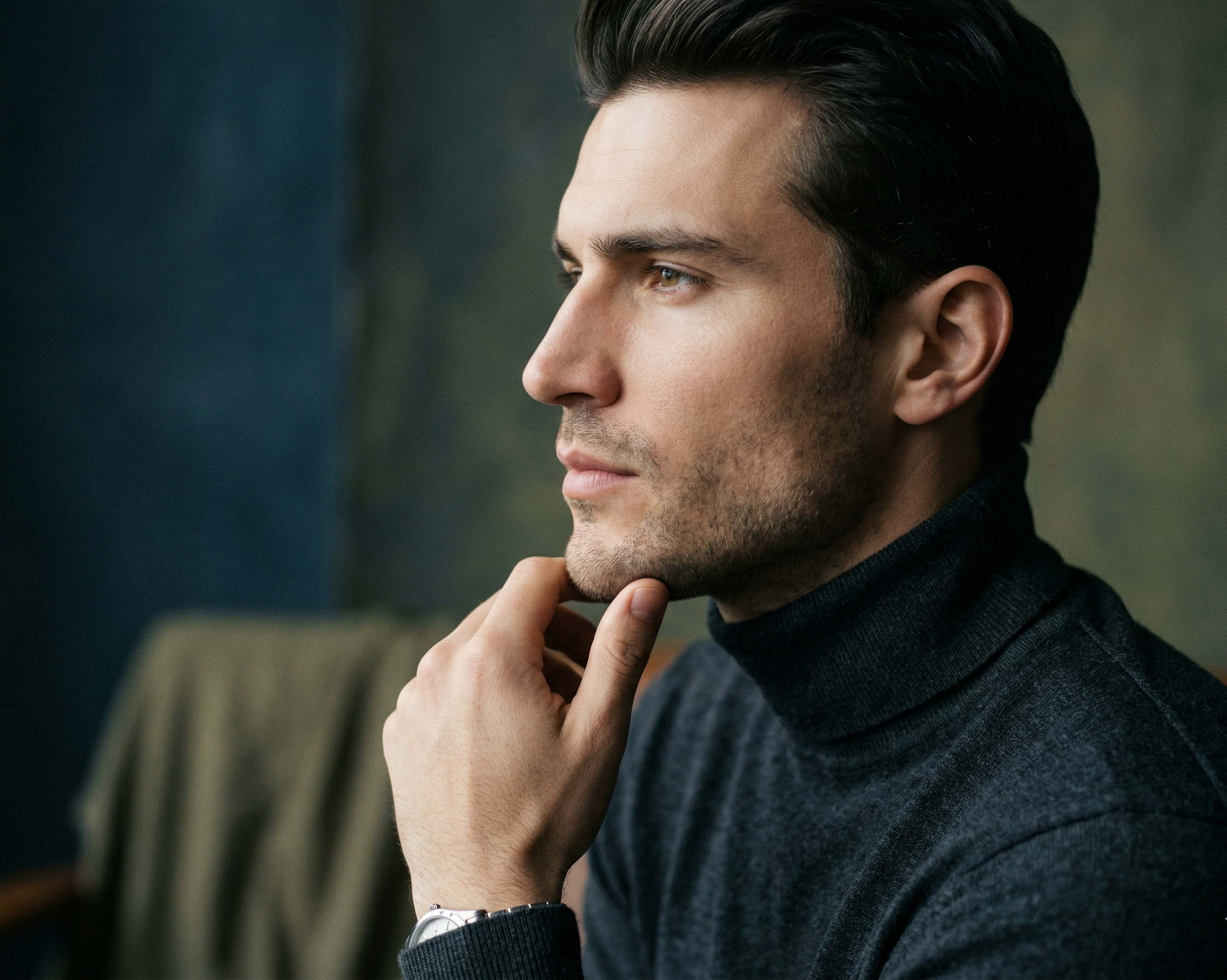 Resultado de masculinización facial en Barcelona con perfilado de mandíbula y mentón quirúrgico.