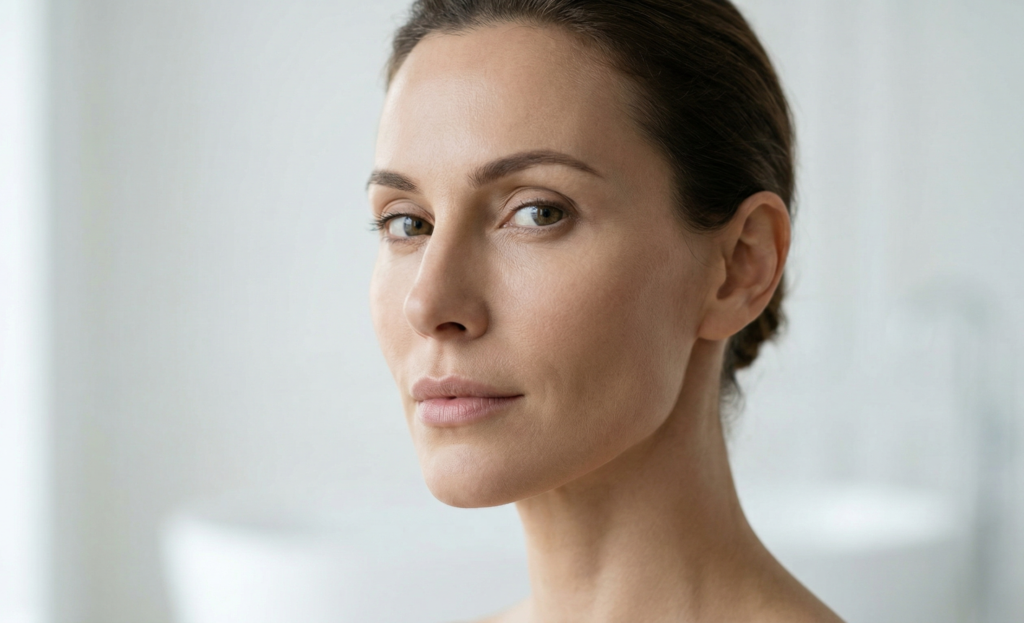 Resultado simétrico y armónico tras cirugía de reestructuración facial en Barcelona, mostrando pómulos y mandíbula definidos.