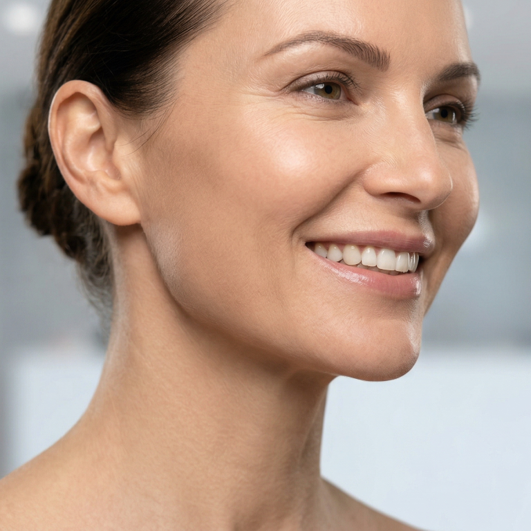 Resultado natural de tensado y definición de óvalo facial con Endolifting en Barcelona.