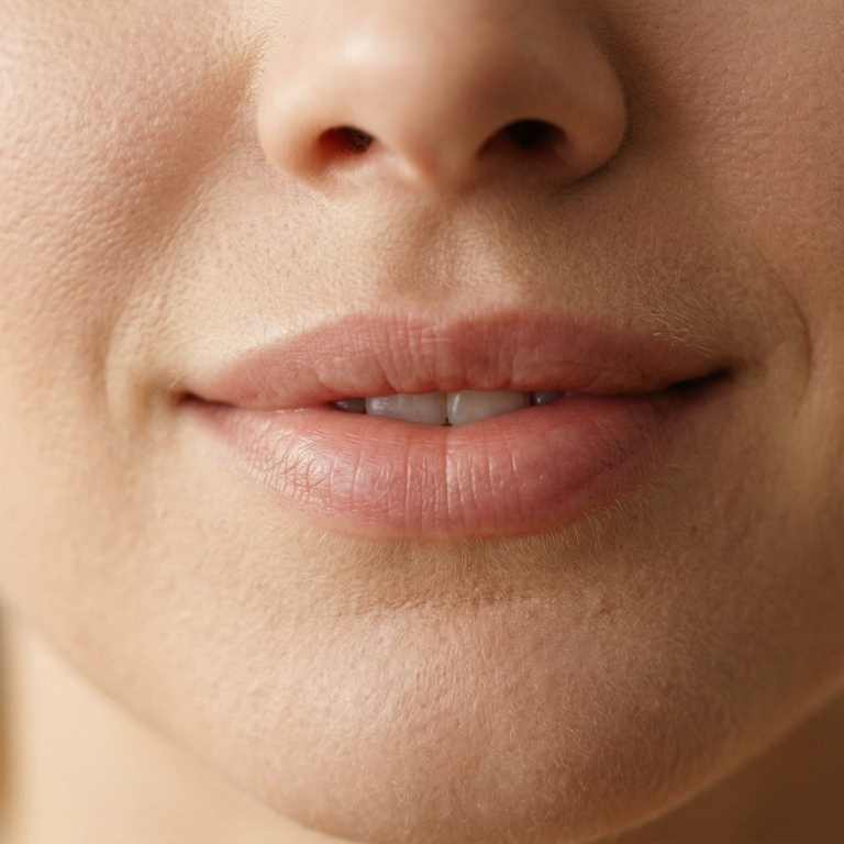 Resultado natural de Lip Lift y reestructuración de labios en Barcelona, mostrando un arco de cupido definido.
