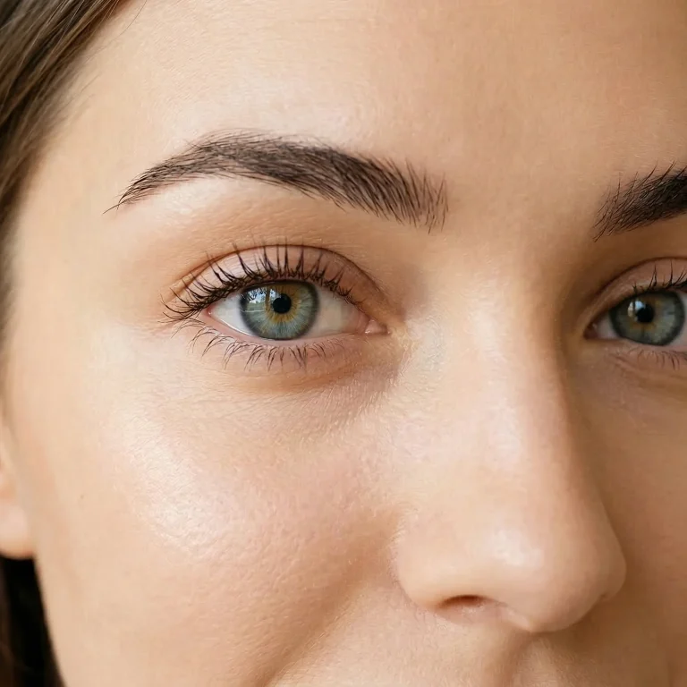 Primer plano de una mujer con mirada joven y descansada tras una cirugía de blefaroplastia en Barcelona.