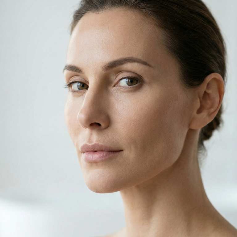 Resultado simétrico y armónico tras cirugía de reestructuración facial en Barcelona, mostrando pómulos y mandíbula definidos.